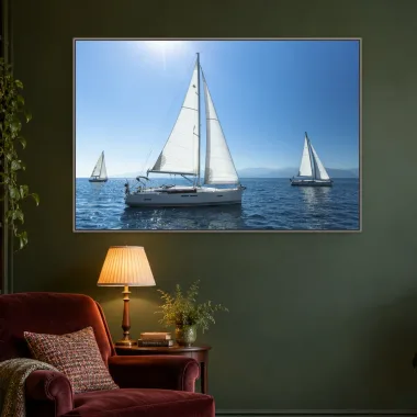 Quadro Decorativo Canvas Regata Azul - BA0001