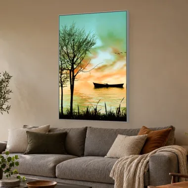 Quadro Decorativo Canvas Canoa Silhueta - BA0002