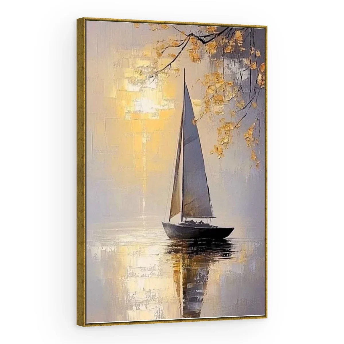 Quadro Decorativo Canvas Veleiro Dourado - BA0003