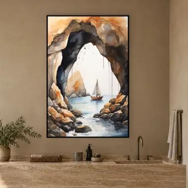 Quadro Decorativo Canvas Veleiro Gruta - BA0007