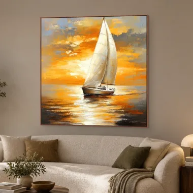 Quadro Decorativo Canvas Veleiro Entardecer - BA0008