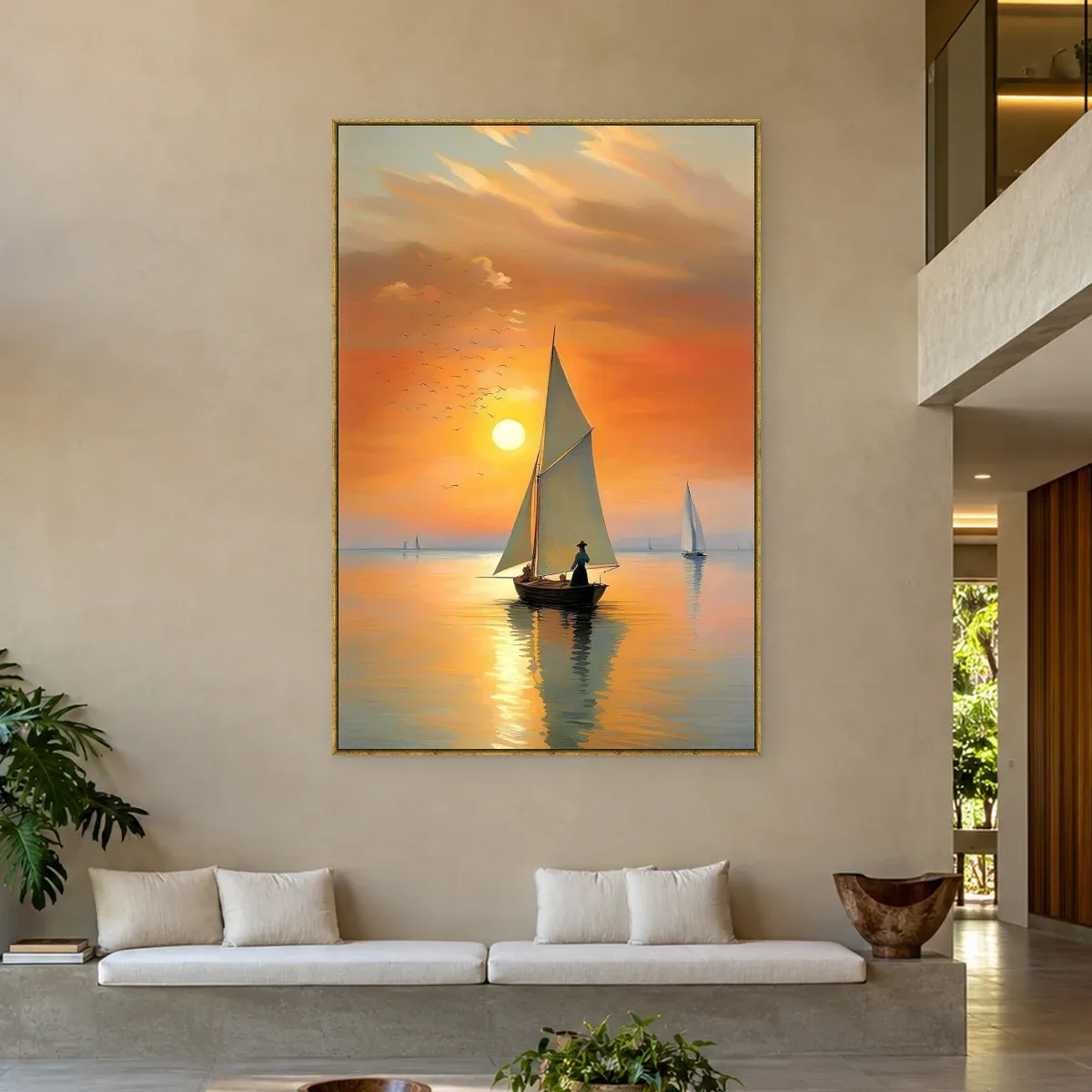 Quadro Decorativo Canvas Veleiro Alaranjado - BA0009