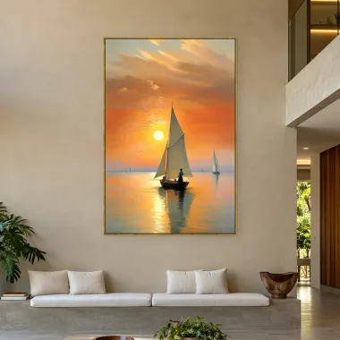 Quadro Decorativo Canvas Veleiro Alaranjado - BA0009