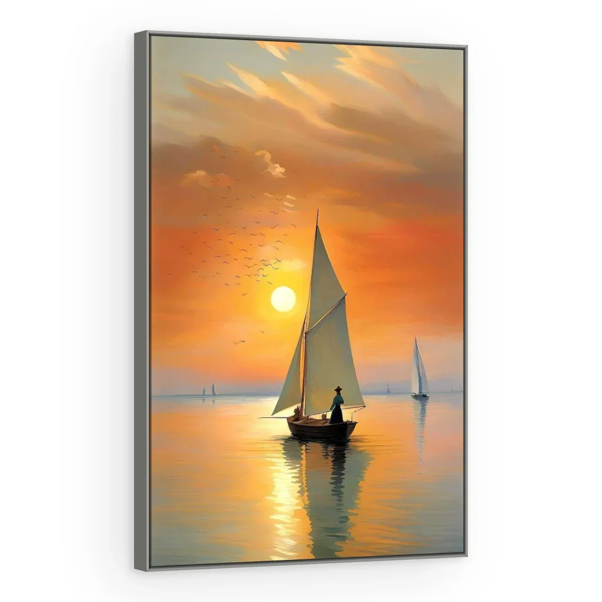 Quadro Decorativo Canvas Veleiro Alaranjado - BA0009