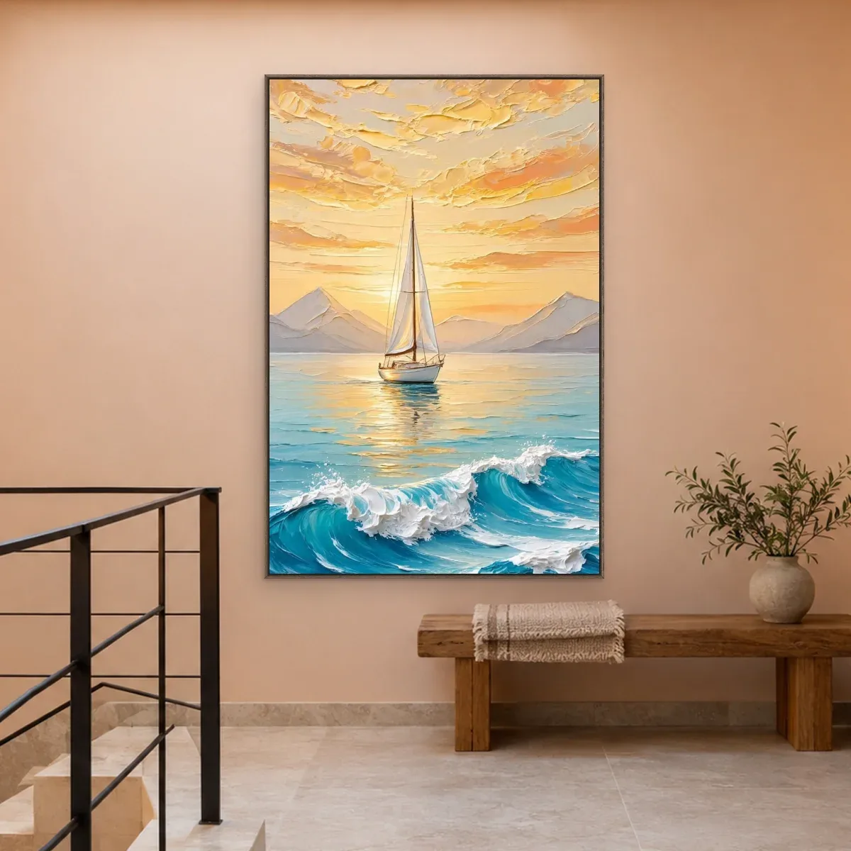 Quadro Decorativo Canvas Veleiro Ondas - BA0010