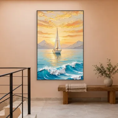 Quadro Decorativo Canvas Veleiro Ondas - BA0010