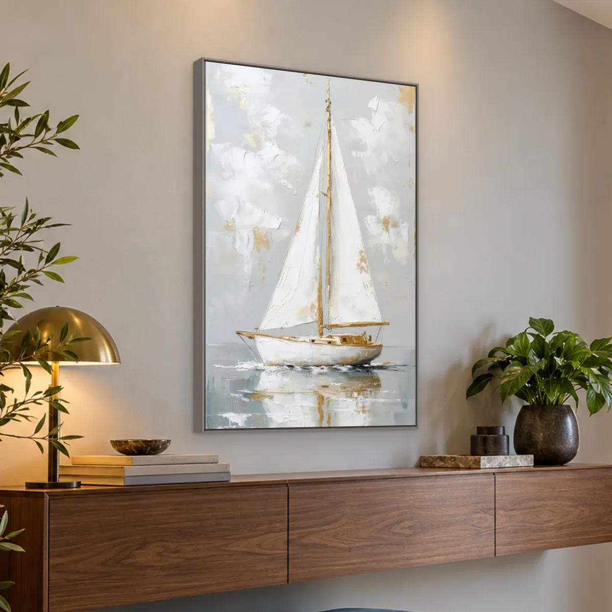 Quadro Decorativo Canvas Veleiro Branco - BA0011