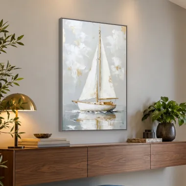 Quadro Decorativo Canvas Veleiro Branco - BA0011
