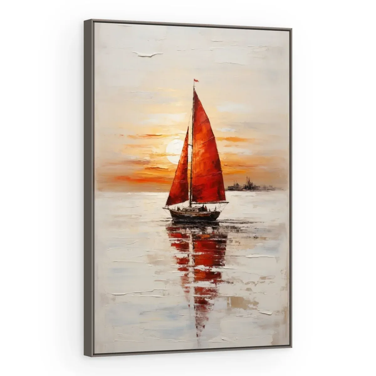 Quadro Decorativo Canvas Veleiro Vermelho - BA0016