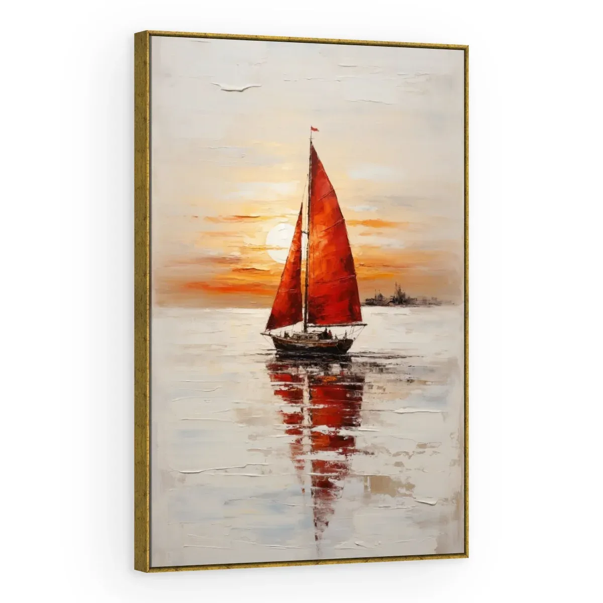 Quadro Decorativo Canvas Veleiro Vermelho - BA0016