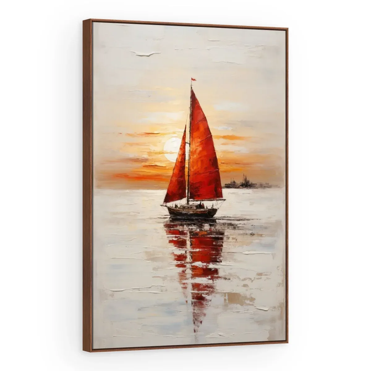 Quadro Decorativo Canvas Veleiro Vermelho - BA0016