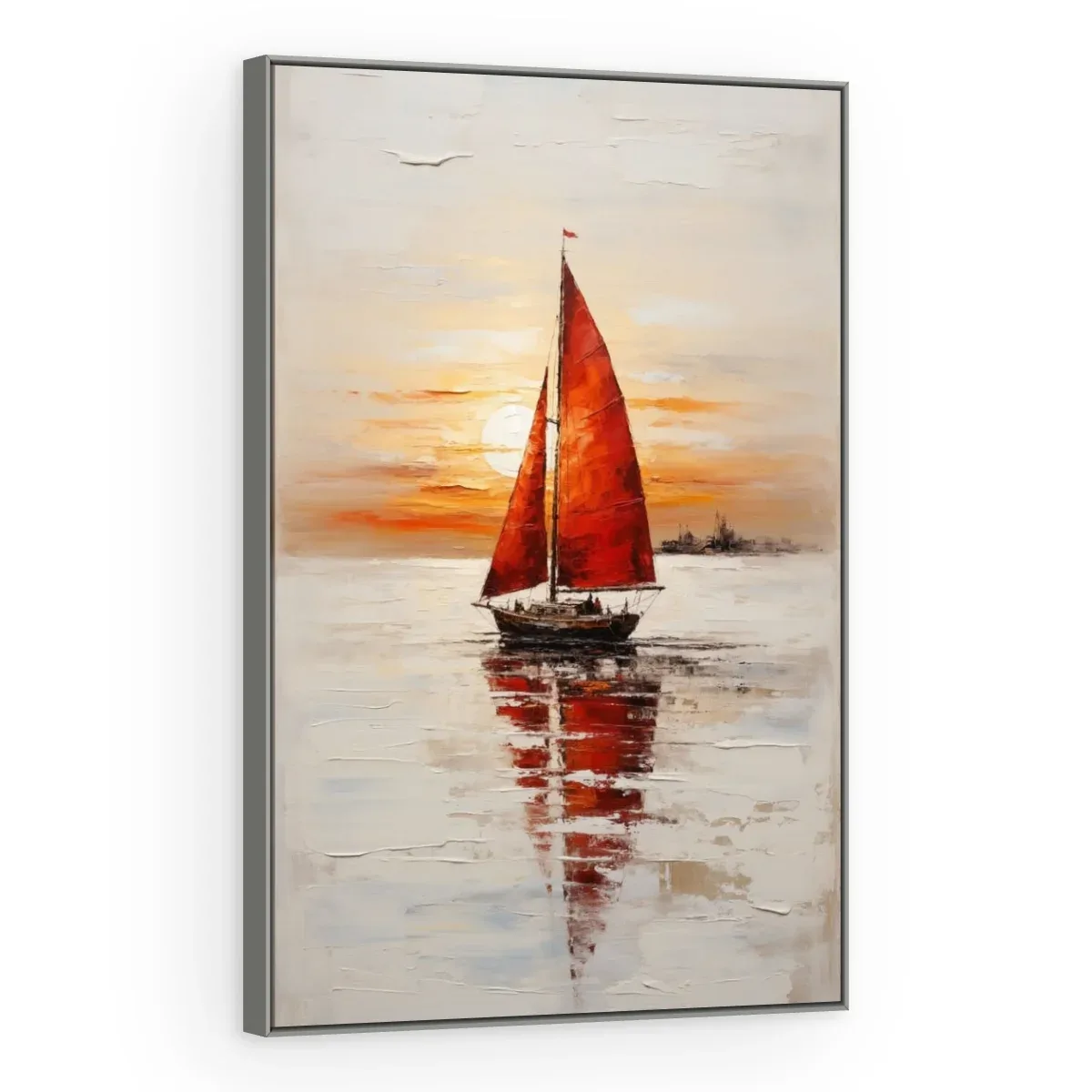 Quadro Decorativo Canvas Veleiro Vermelho - BA0016