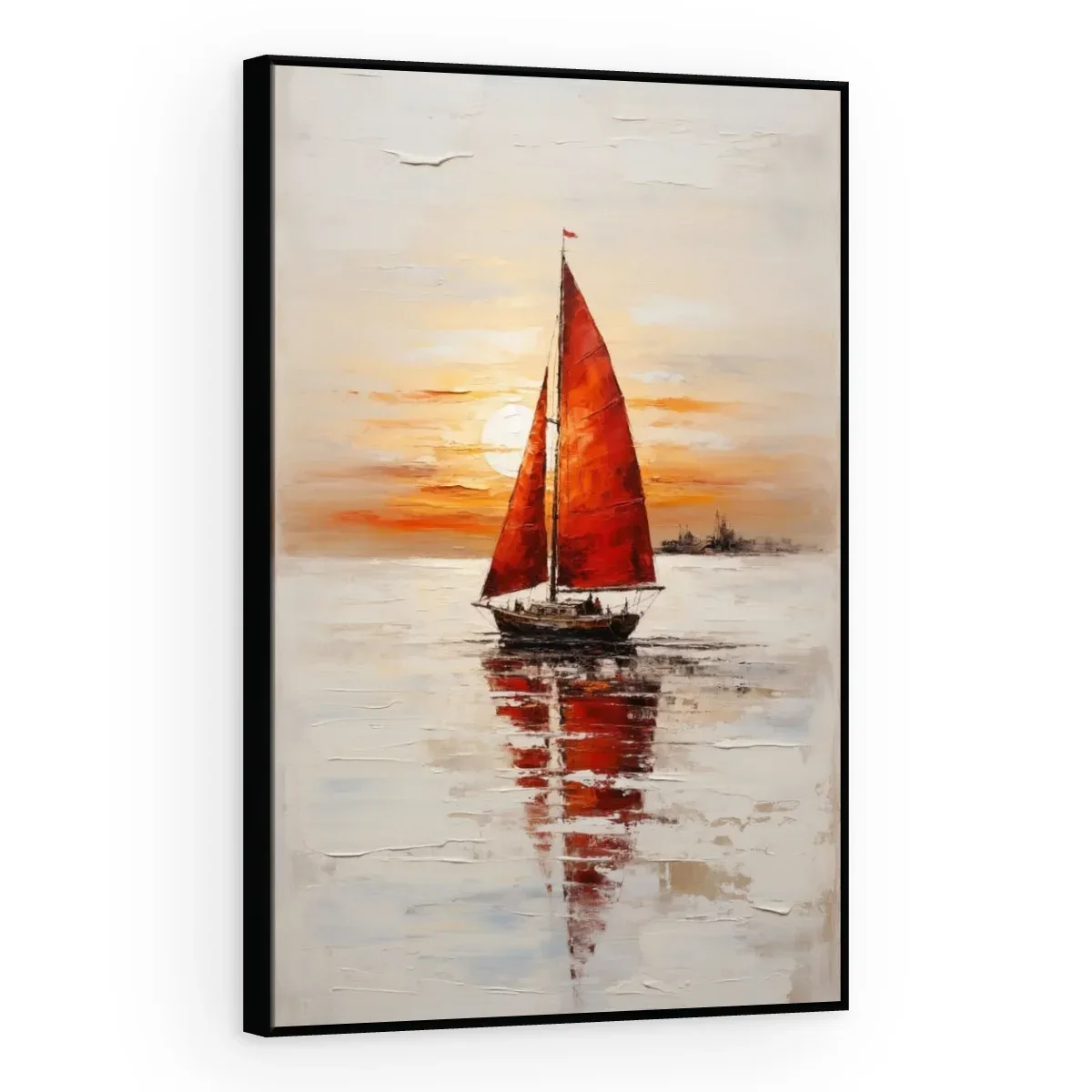 Quadro Decorativo Canvas Veleiro Vermelho - BA0016
