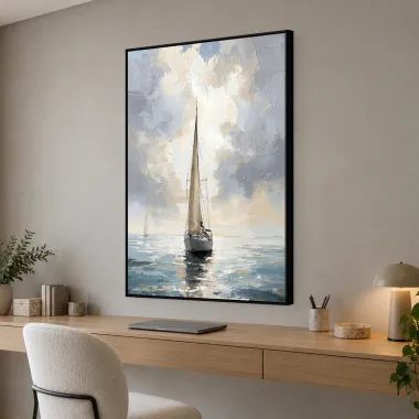 Quadro Decorativo Canvas Veleiro Celeste - BA0023