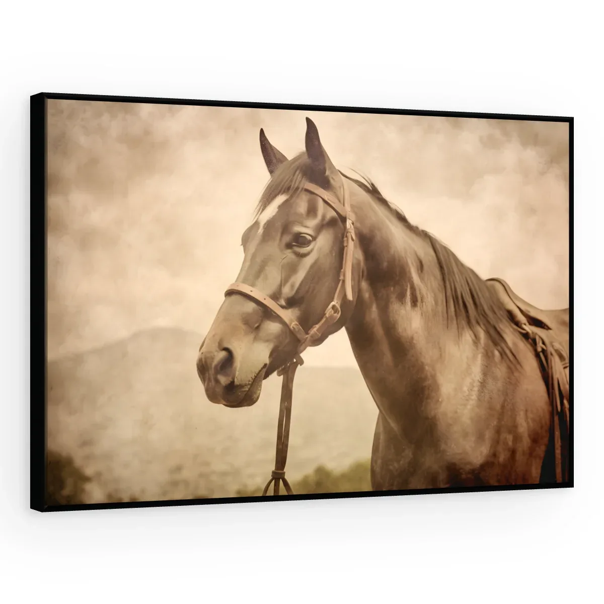 Quadro Decorativo Canvas Cavalo Sépia - CA0004