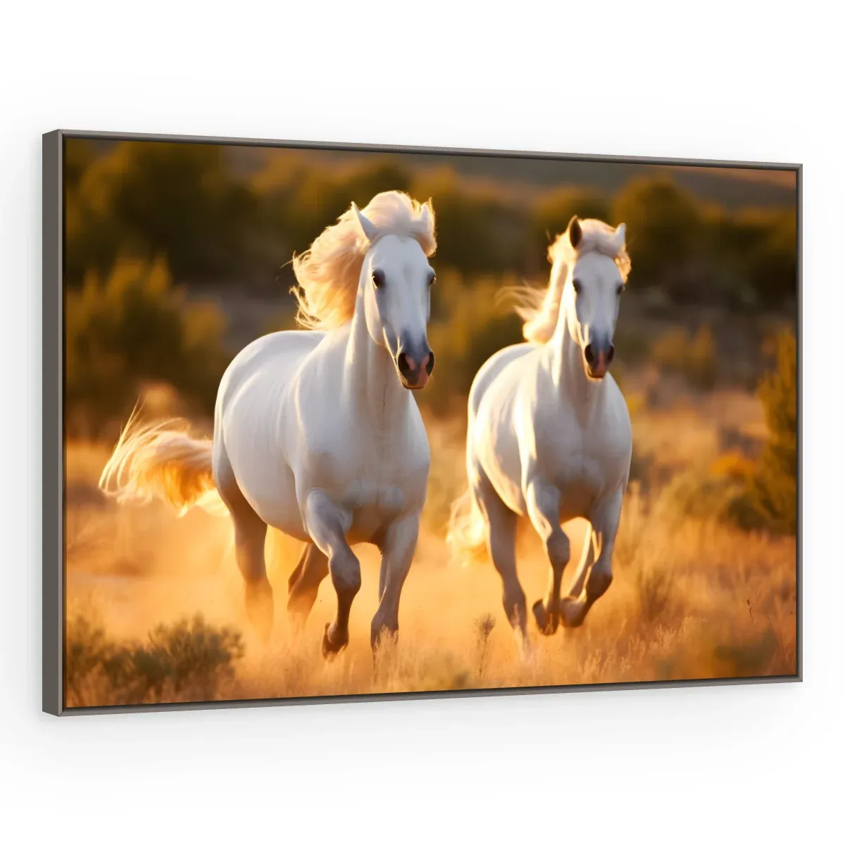 Quadro Decorativo Canvas Cavalos Dourados - CA0008