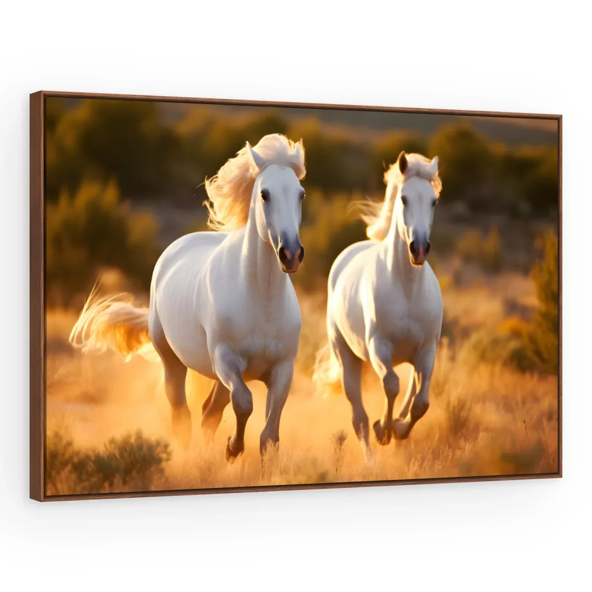 Quadro Decorativo Canvas Cavalos Dourados - CA0008