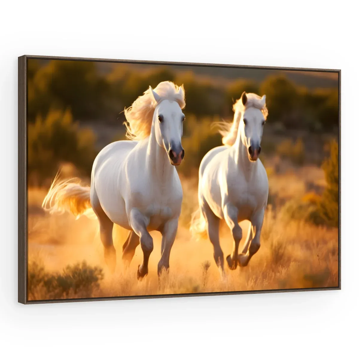 Quadro Decorativo Canvas Cavalos Dourados - CA0008