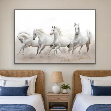 Quadro Decorativo Canvas Manada Branca - CA0011