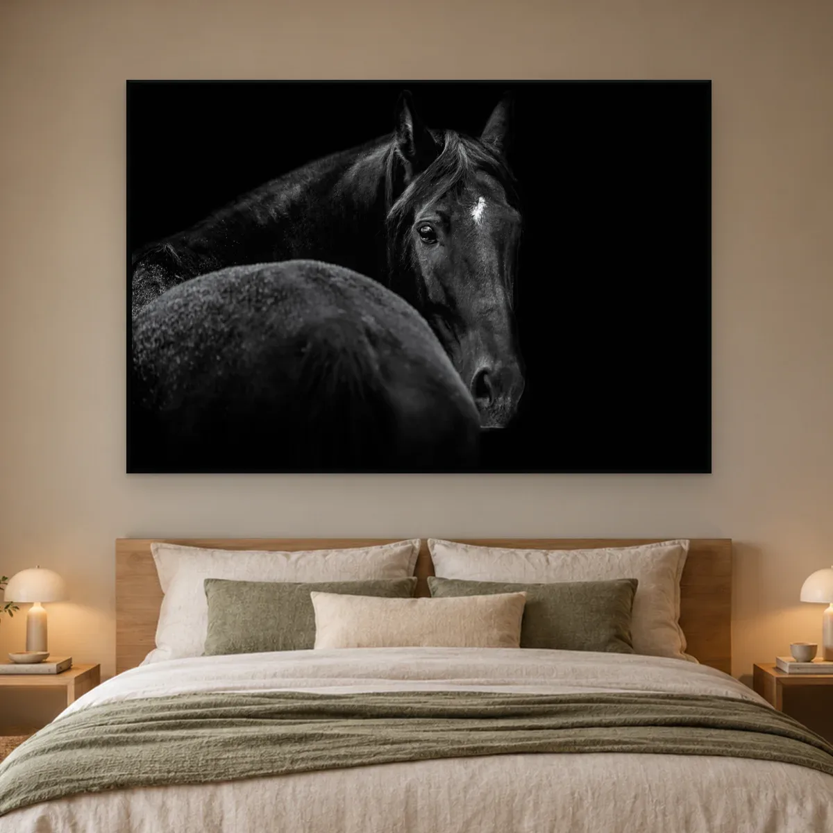 Quadro Decorativo Canvas Cavalo Negro - CA0014