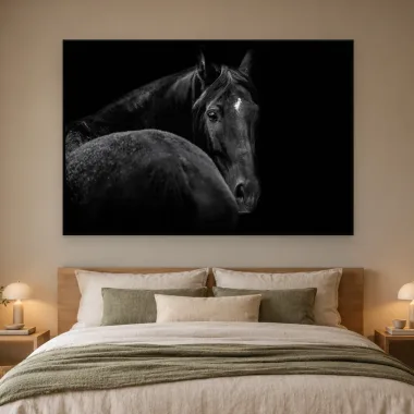 Quadro Decorativo Canvas Cavalo Negro - CA0014