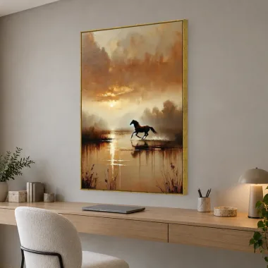 Quadro Decorativo Canvas Cavalo Lagoa - CA0042
