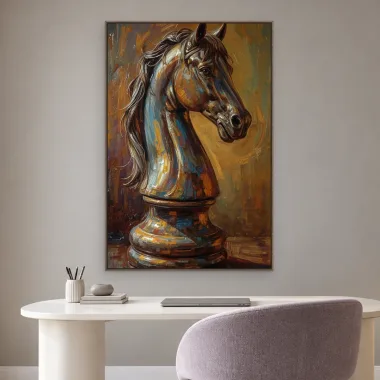 Quadro Decorativo Canvas Cavalo Xadrez - CA0047
