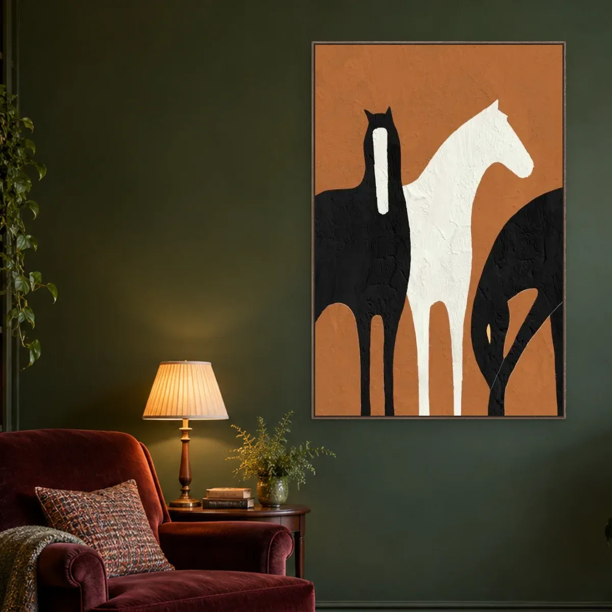 Quadro Decorativo Canvas Cavalos Minimalistas - CA0056