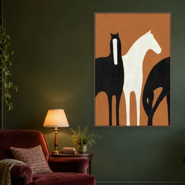 Quadro Decorativo Canvas Cavalos Minimalistas - CA0056