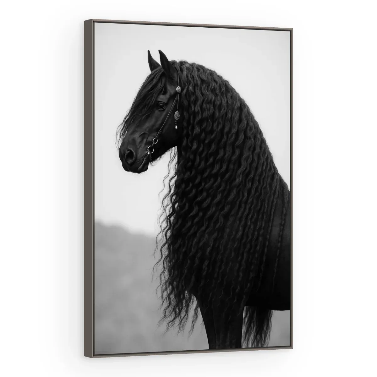 Quadro Decorativo Canvas Cavalo Frísio - CA0061