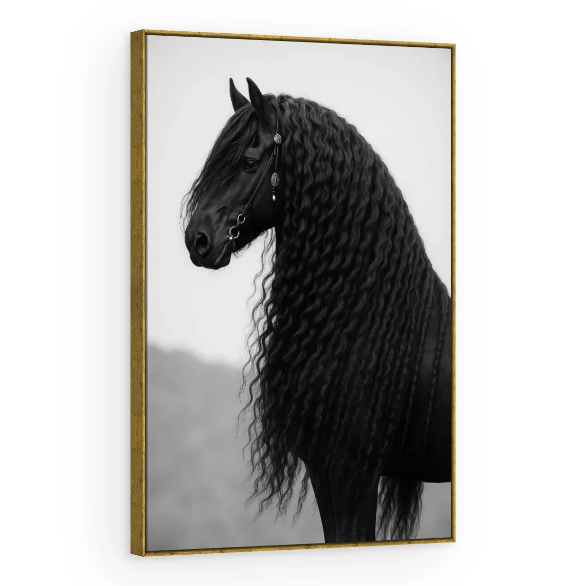 Quadro Decorativo Canvas Cavalo Frísio - CA0061