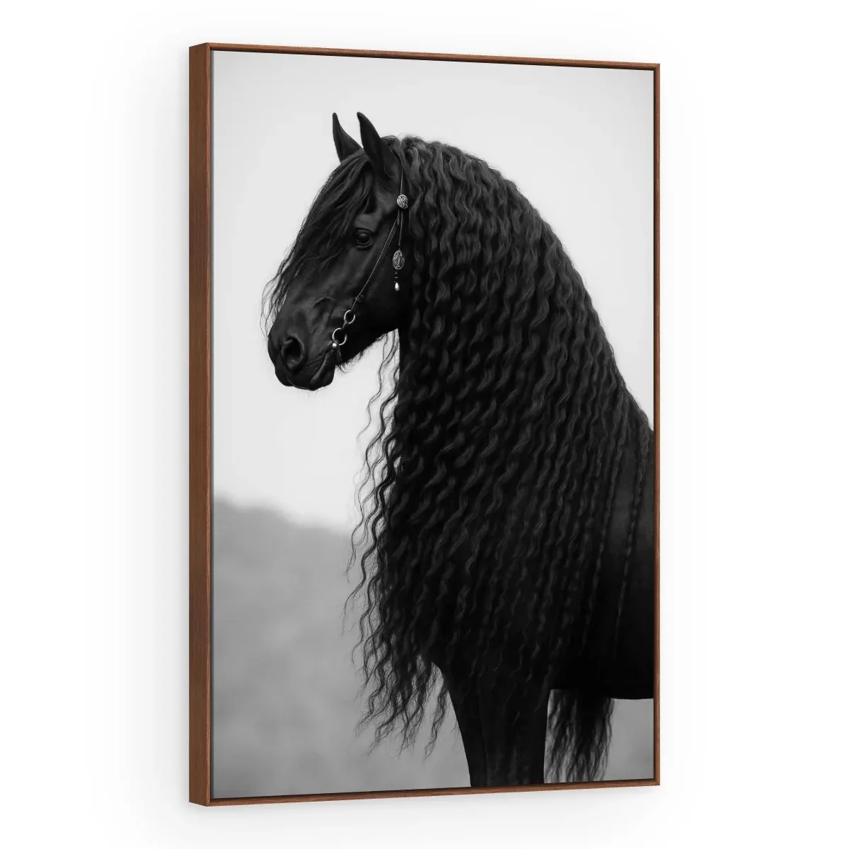 Quadro Decorativo Canvas Cavalo Frísio - CA0061