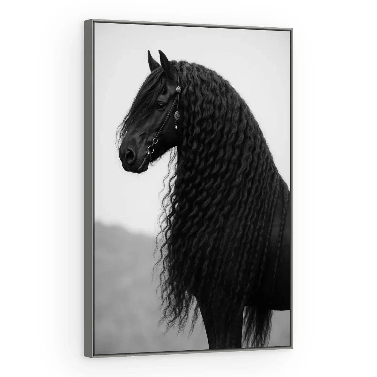 Quadro Decorativo Canvas Cavalo Frísio - CA0061