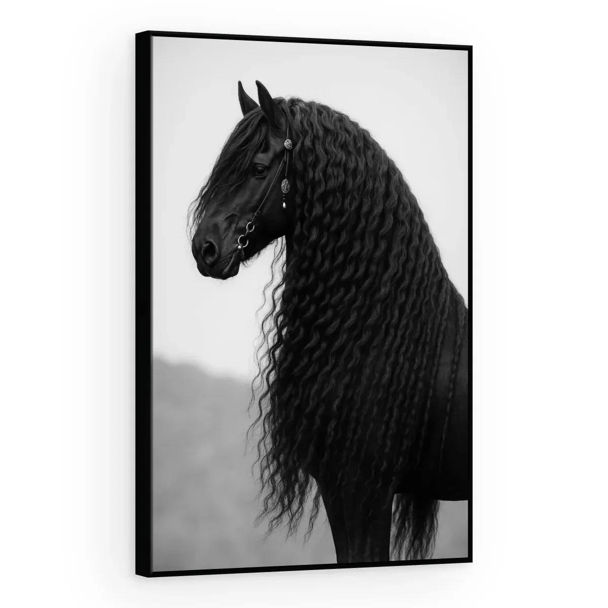 Quadro Decorativo Canvas Cavalo Frísio - CA0061