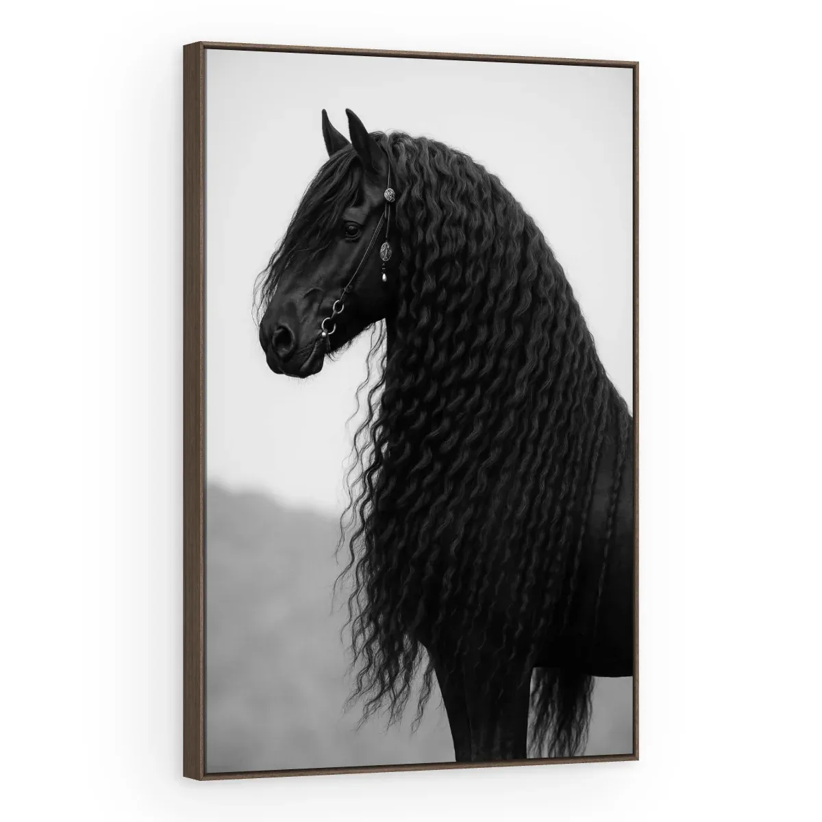 Quadro Decorativo Canvas Cavalo Frísio - CA0061