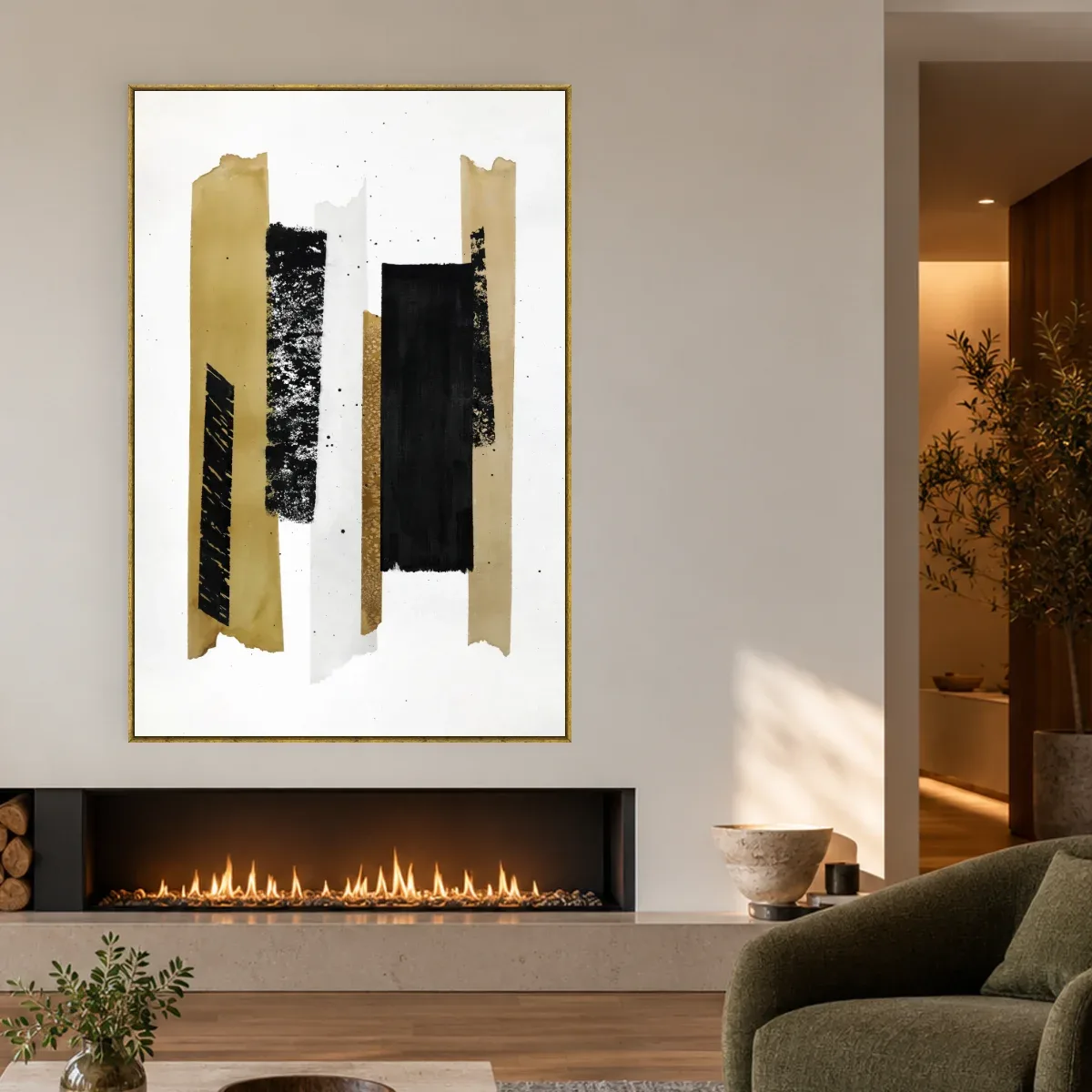 Quadro Decorativo Canvas Fitas Douradas - GE0012