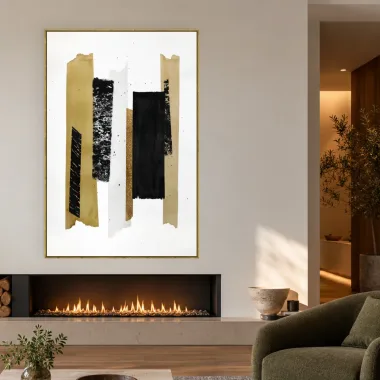 Quadro Decorativo Canvas Fitas Douradas - GE0012