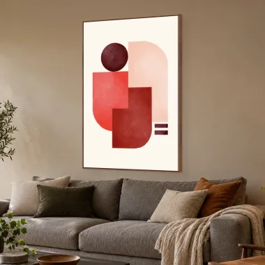 Quadro Decorativo Canvas Formas Carmim - GE0046