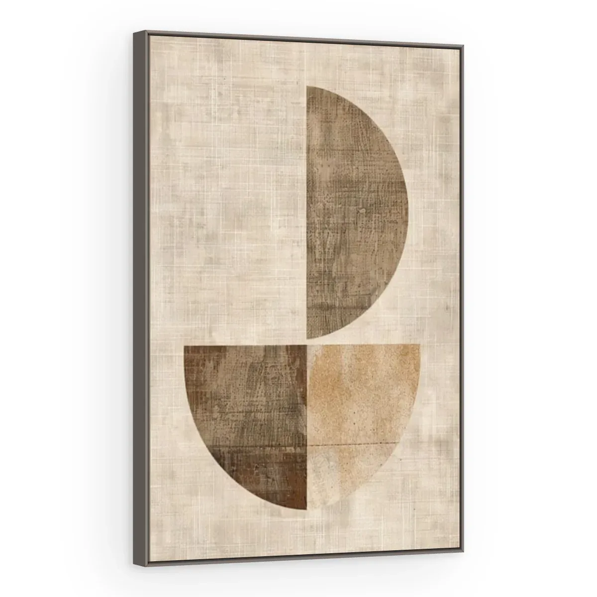 Quadro Decorativo Canvas Semicírculos Linho - GE0059