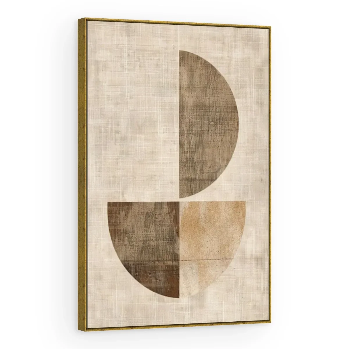 Quadro Decorativo Canvas Semicírculos Linho - GE0059