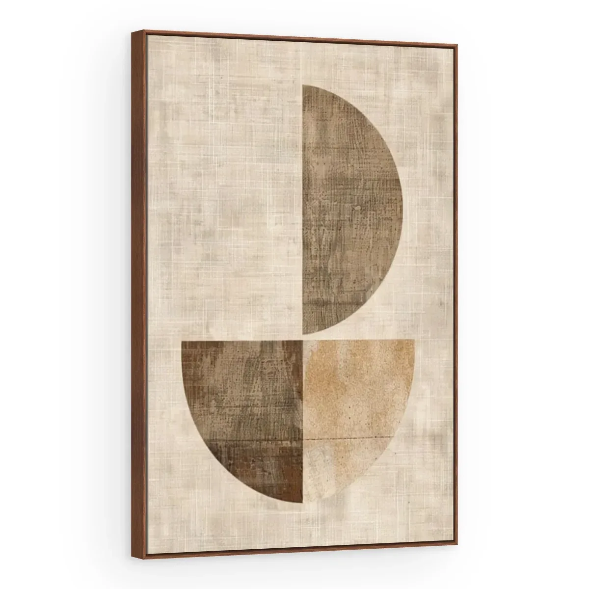 Quadro Decorativo Canvas Semicírculos Linho - GE0059
