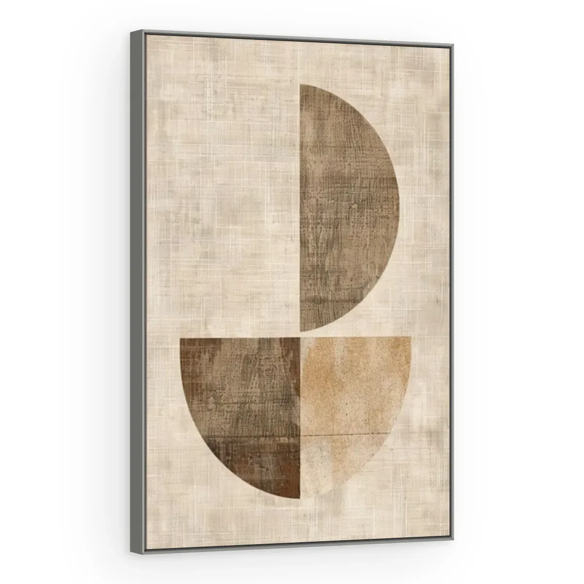 Quadro Decorativo Canvas Semicírculos Linho - GE0059