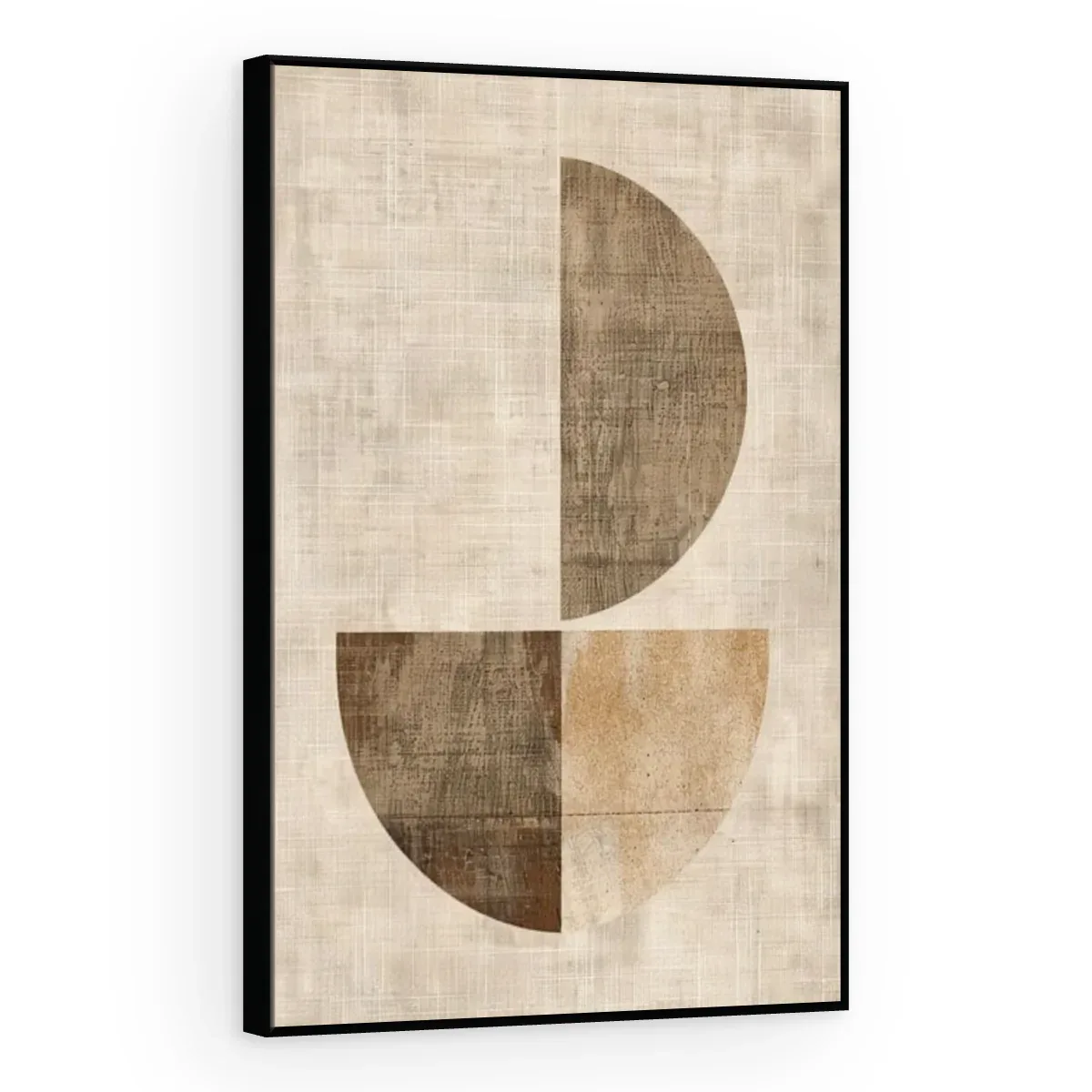 Quadro Decorativo Canvas Semicírculos Linho - GE0059