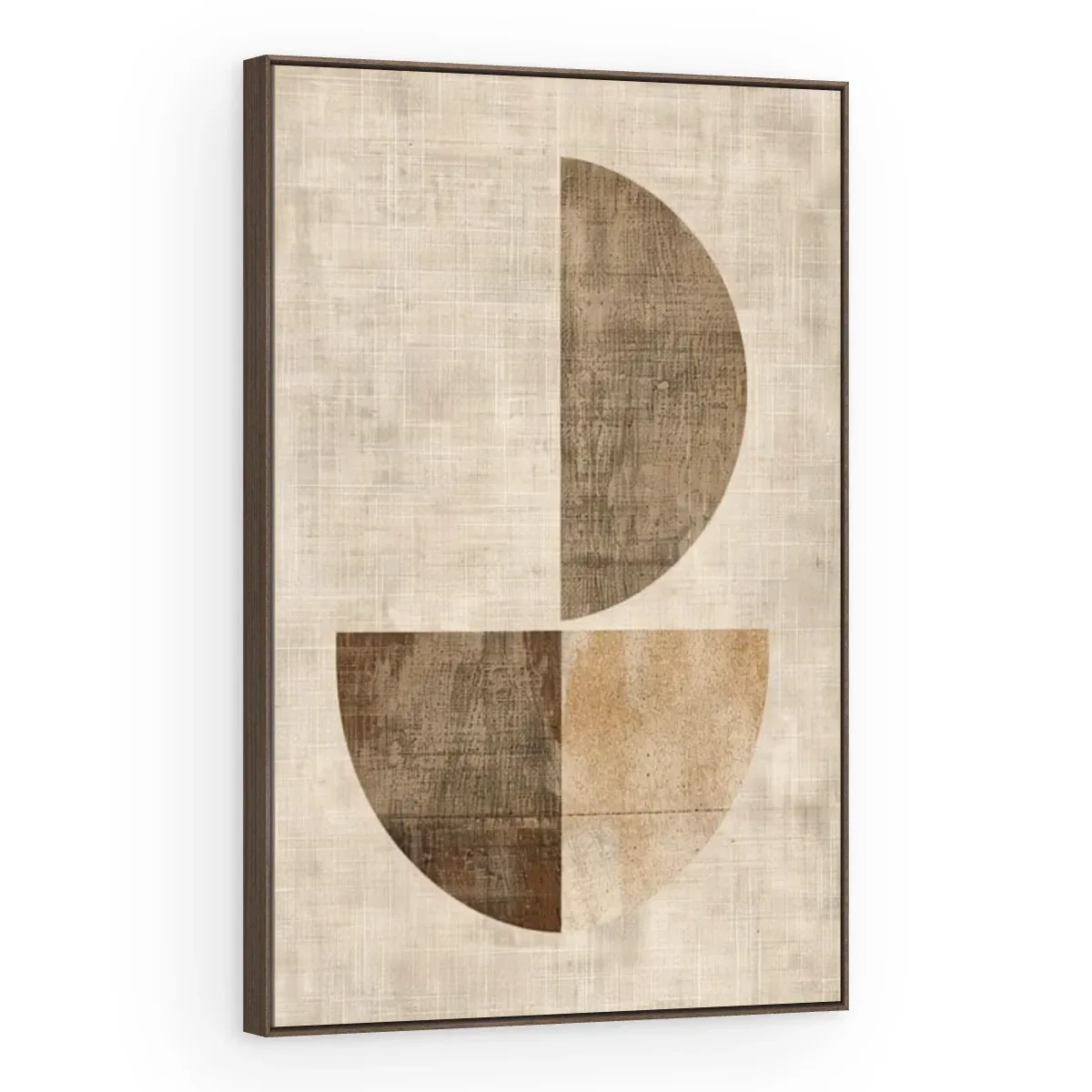 Quadro Decorativo Canvas Semicírculos Linho - GE0059
