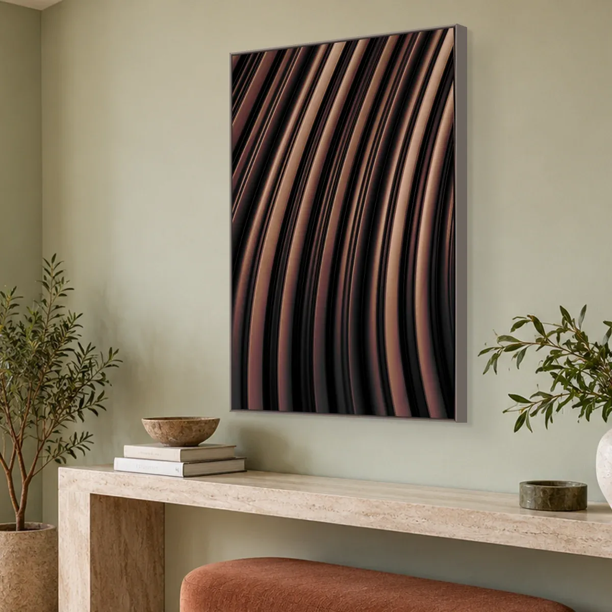 Quadro Decorativo Canvas Listras Bronze - AB0001