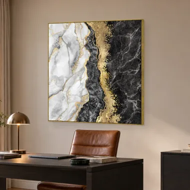 Quadro Decorativo Canvas Mármore Dourado - AB0002