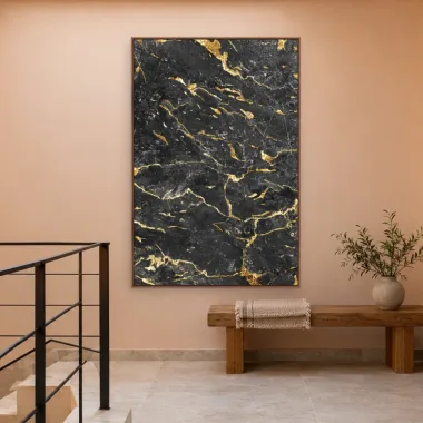 Quadro Decorativo Canvas Mármore Negro - AB0003