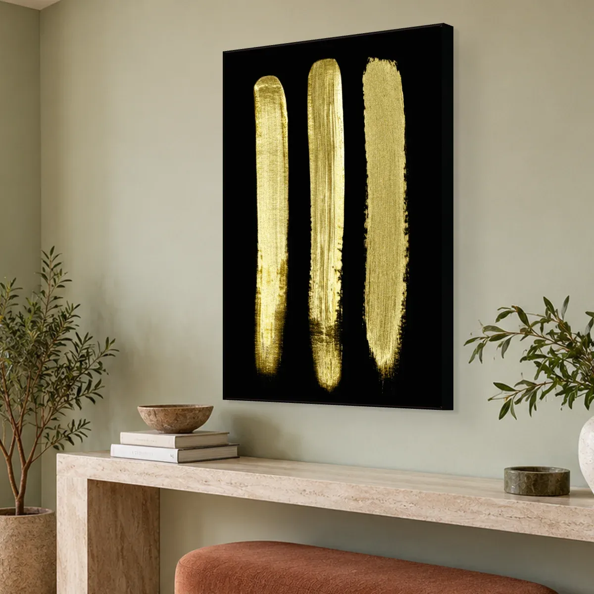 Quadro Decorativo Canvas Pinceladas Douradas - AB0005