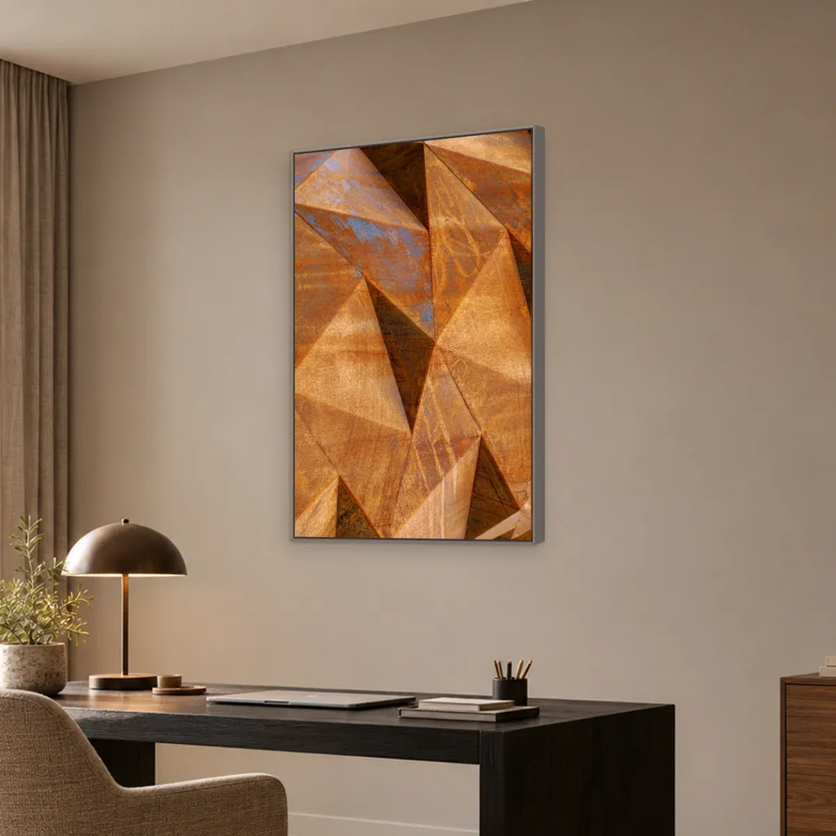 Quadro Decorativo Canvas Triângulos Cobre - AB0026