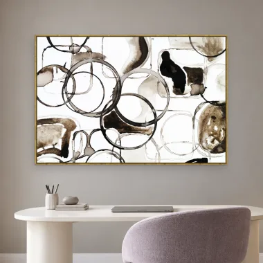 Quadro Decorativo Canvas Círculos Sépia - AB0039